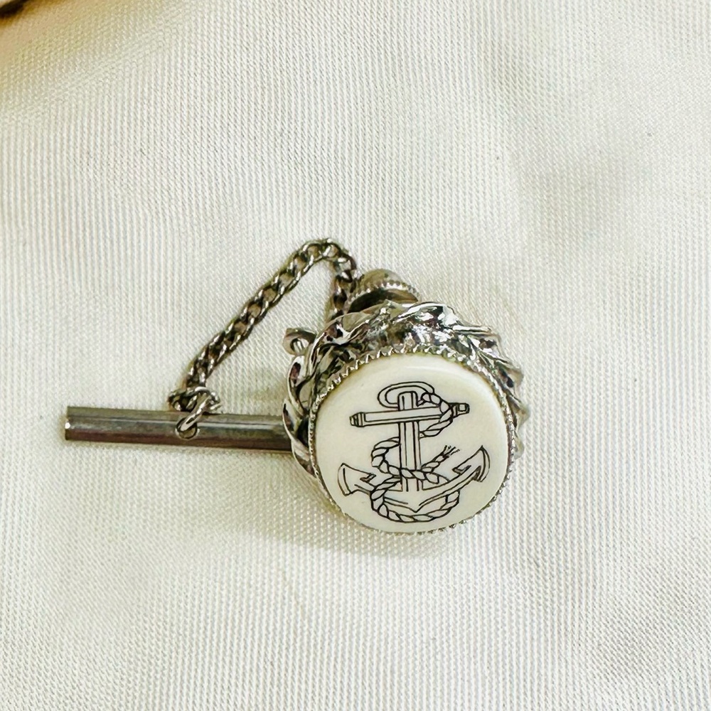 Vintage Scrimshaw Anchor Tie Tack